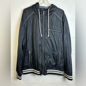 American Rag Men’s Black & White Windbreaker Zip Up Lightweight Jacket Sz XXL